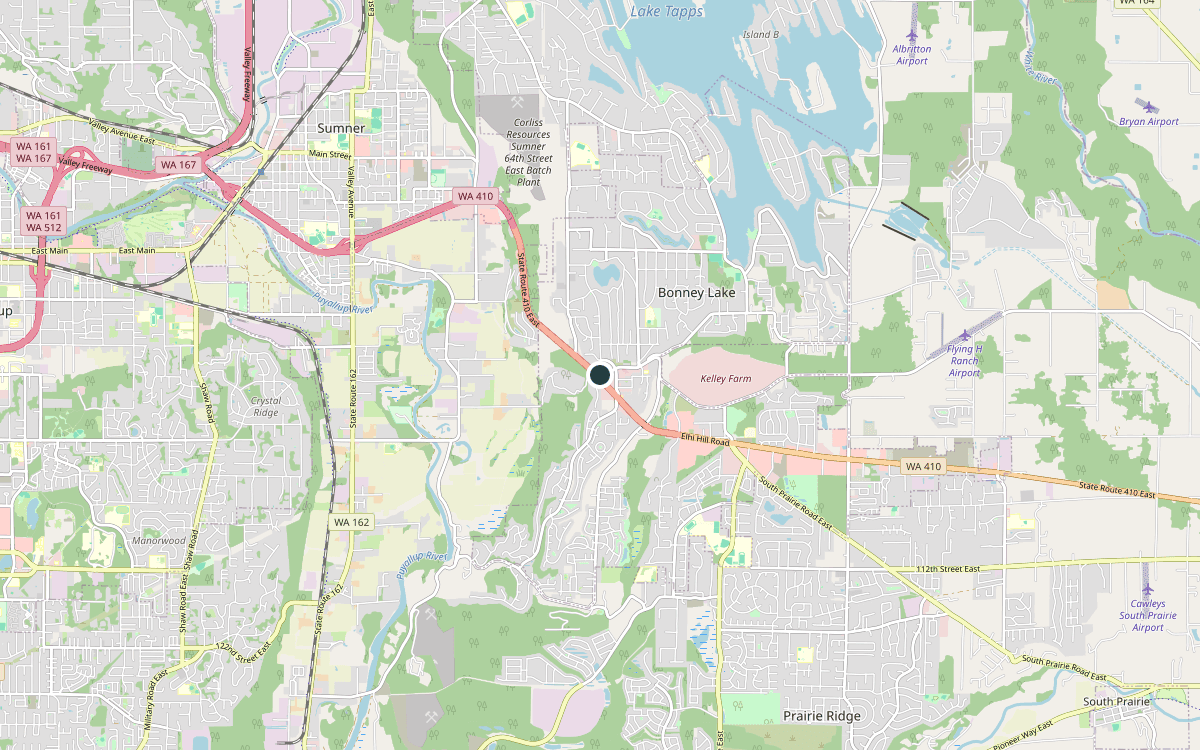 Map of our chimney service area in Bonney Lake, Pierce County, WA