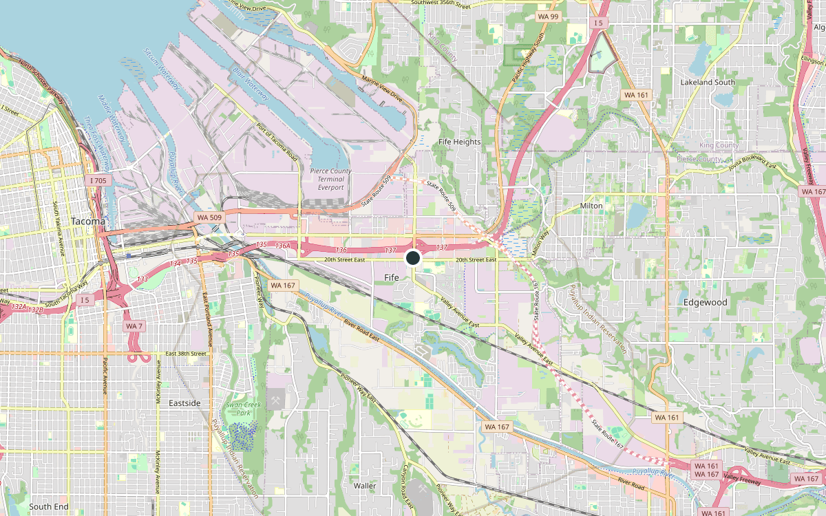 Map of our chimney service area in Fife, Pierce County, WA