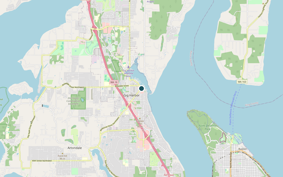 Map of our chimney service area in Gig Harbor, Pierce County, WA