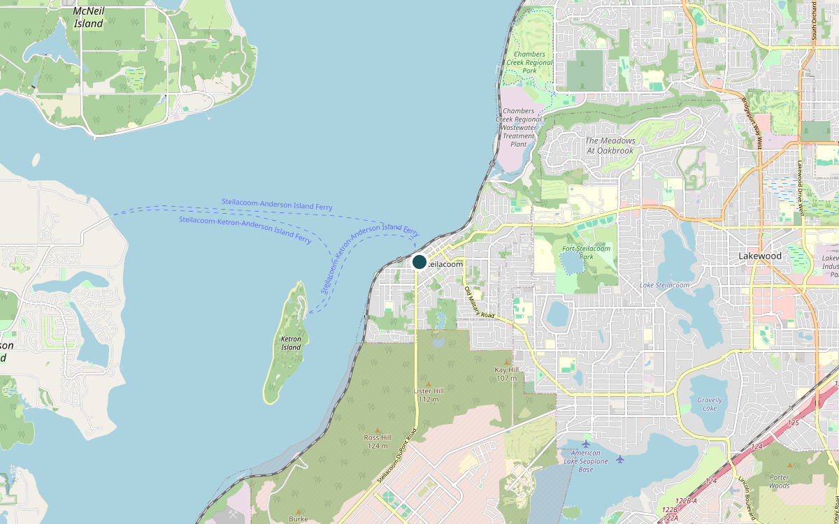 Map of our chimney service area in Steilacoom, Pierce County, WA