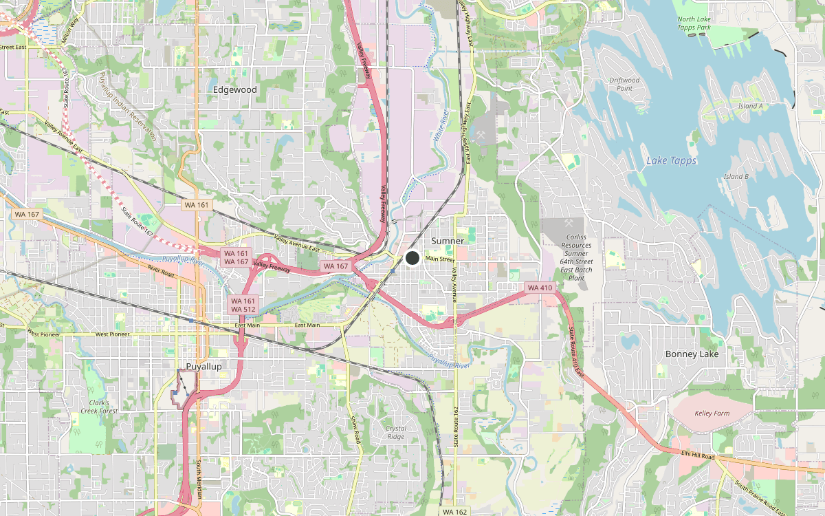 Map of our chimney service area in Sumner, Pierce County, WA