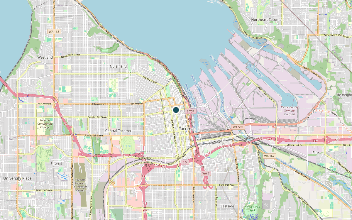 Map of our chimney service area in Tacoma, Pierce County, WA