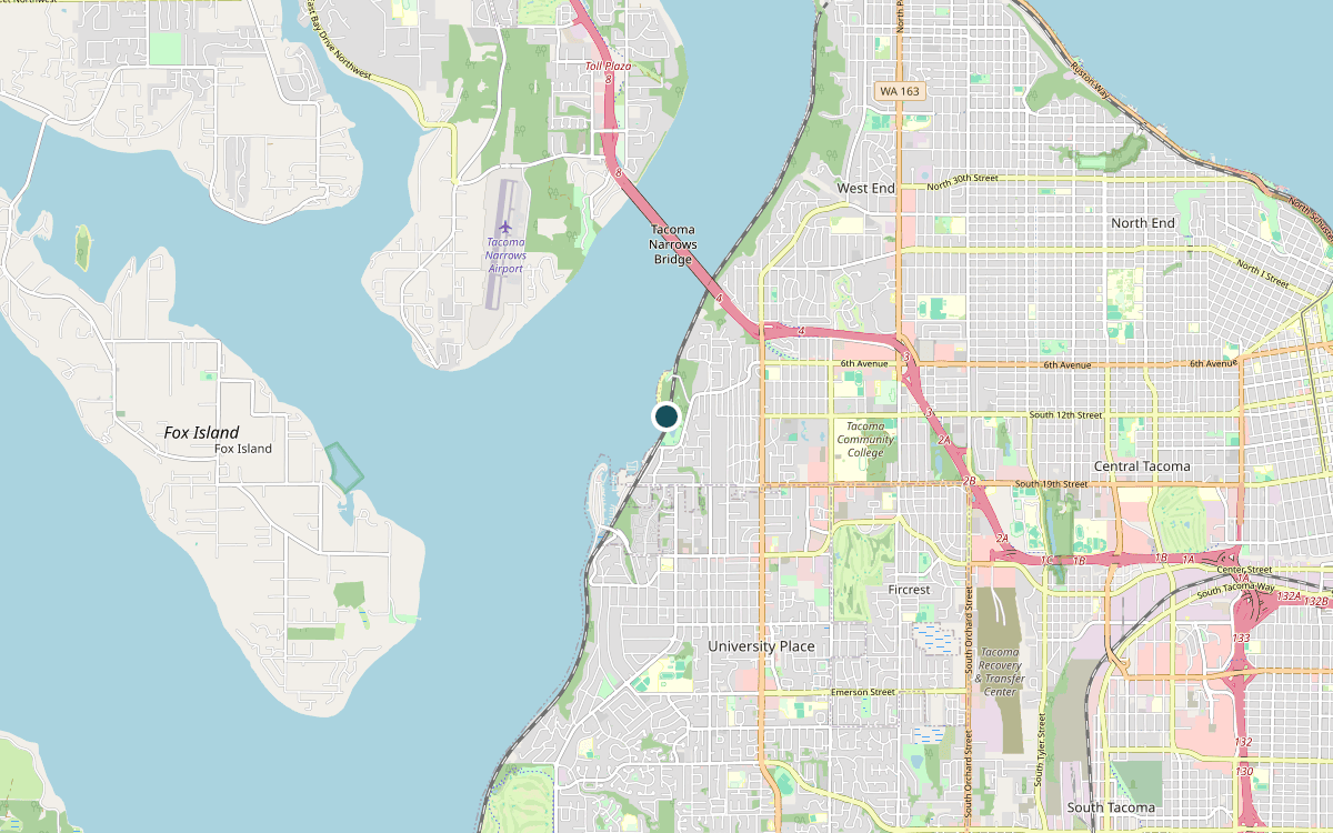 Map of our chimney service area in University Place, Pierce County, WA