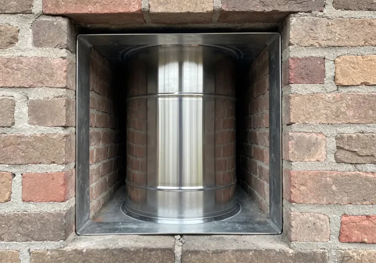 After — chimney relining: A failing original flue restored with a full-length, code-compliant stainless liner.