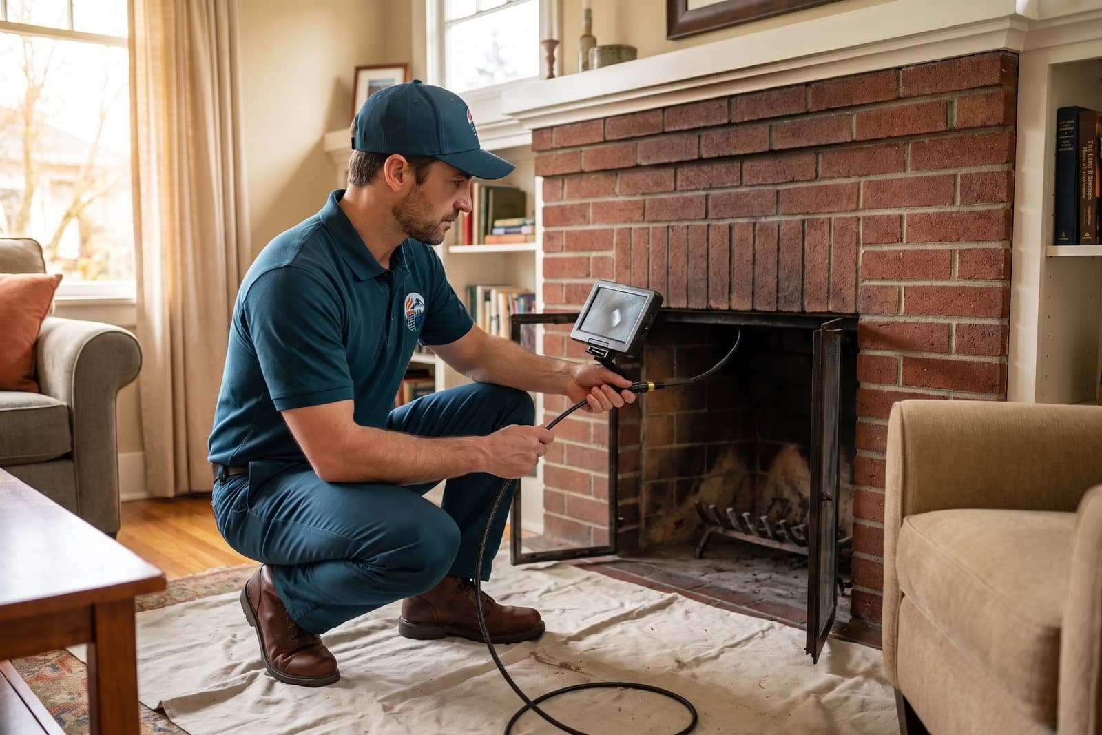 Chimney Inspection in Washington — chimney inspection with a flue camera