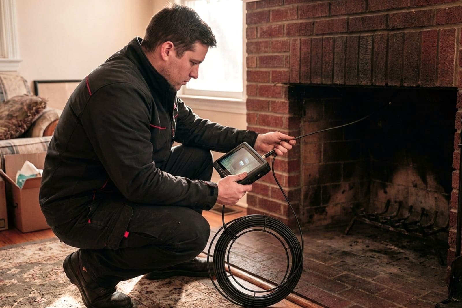 Chimney inspection with a flue camera